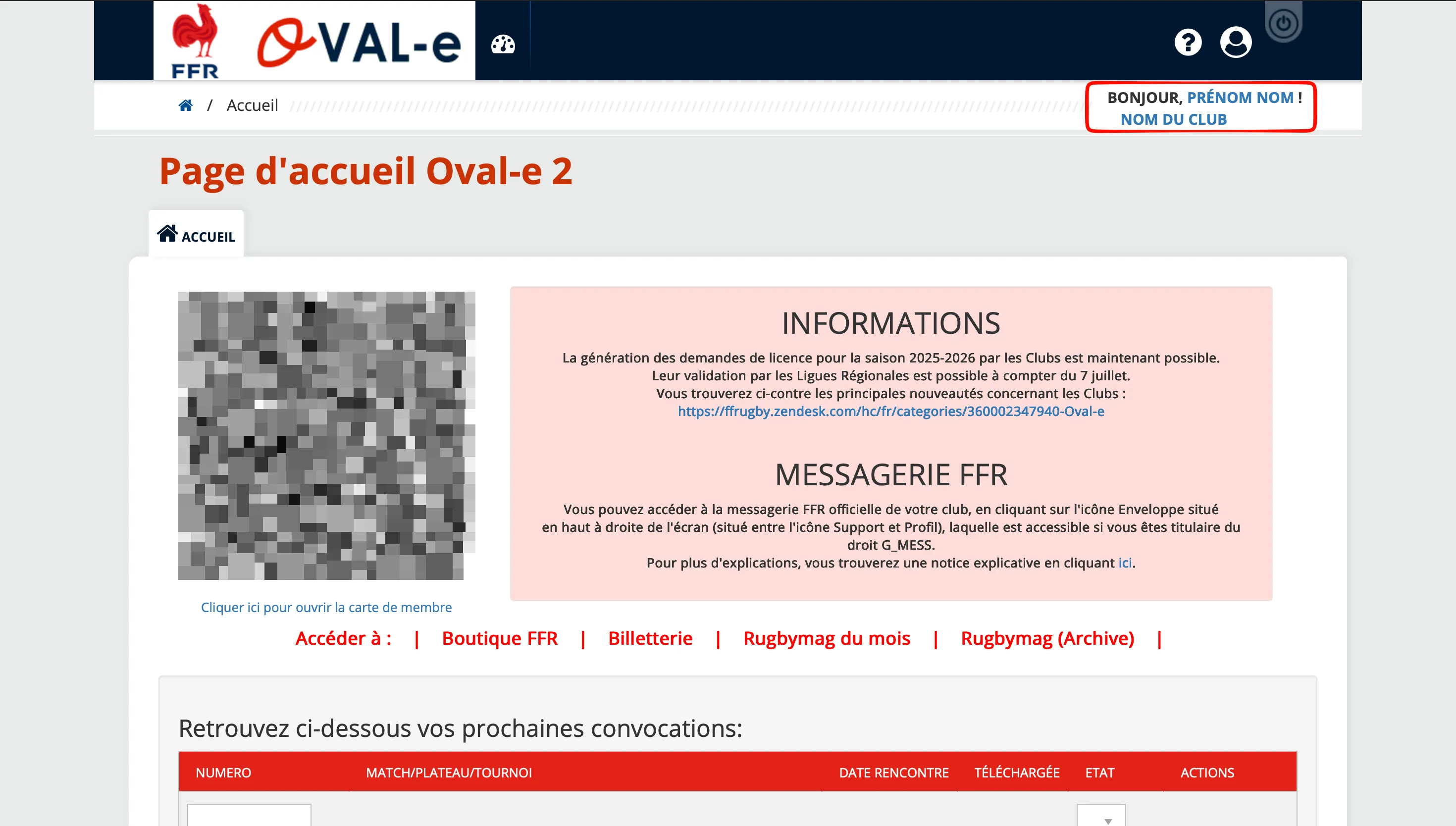 Accès au profil personnel