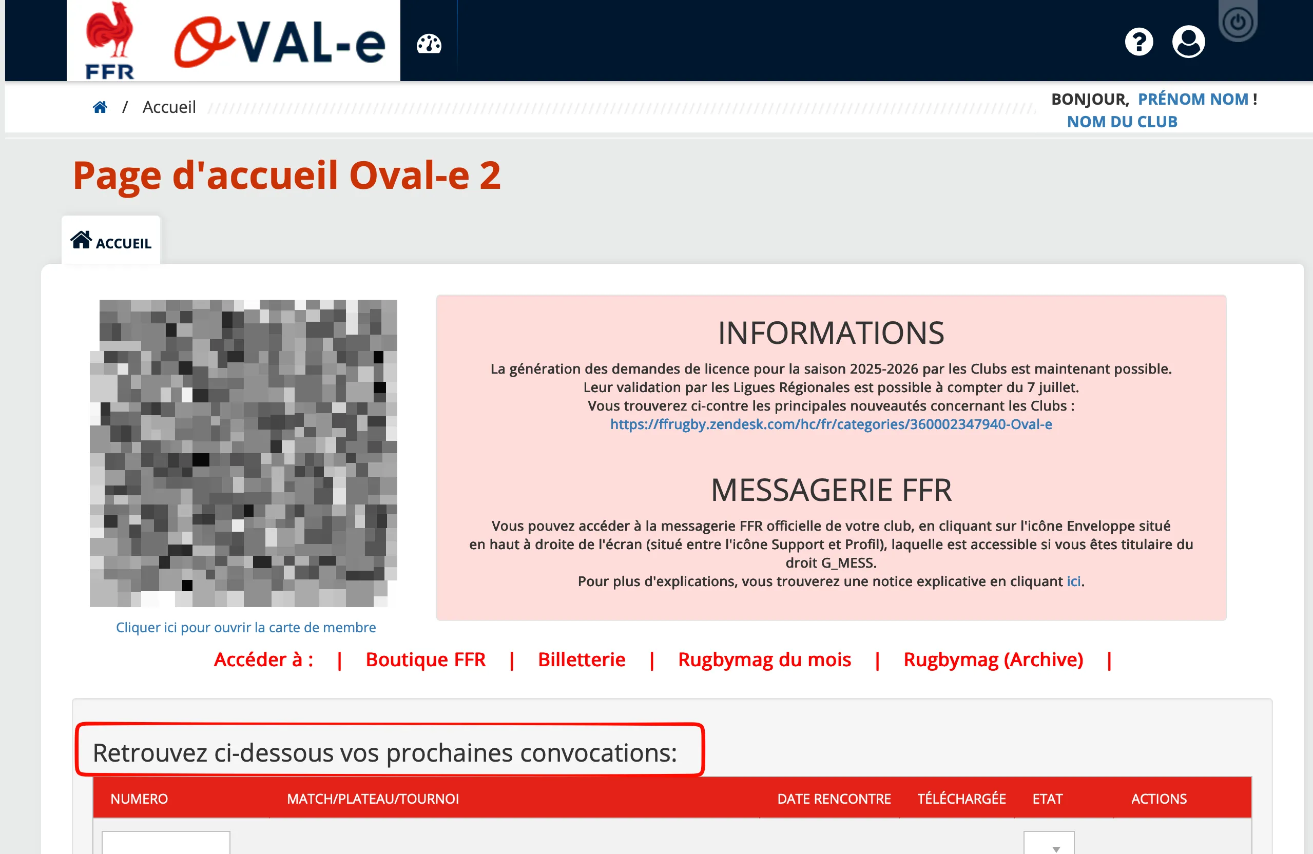 Liste des rencontres sur Ovale2