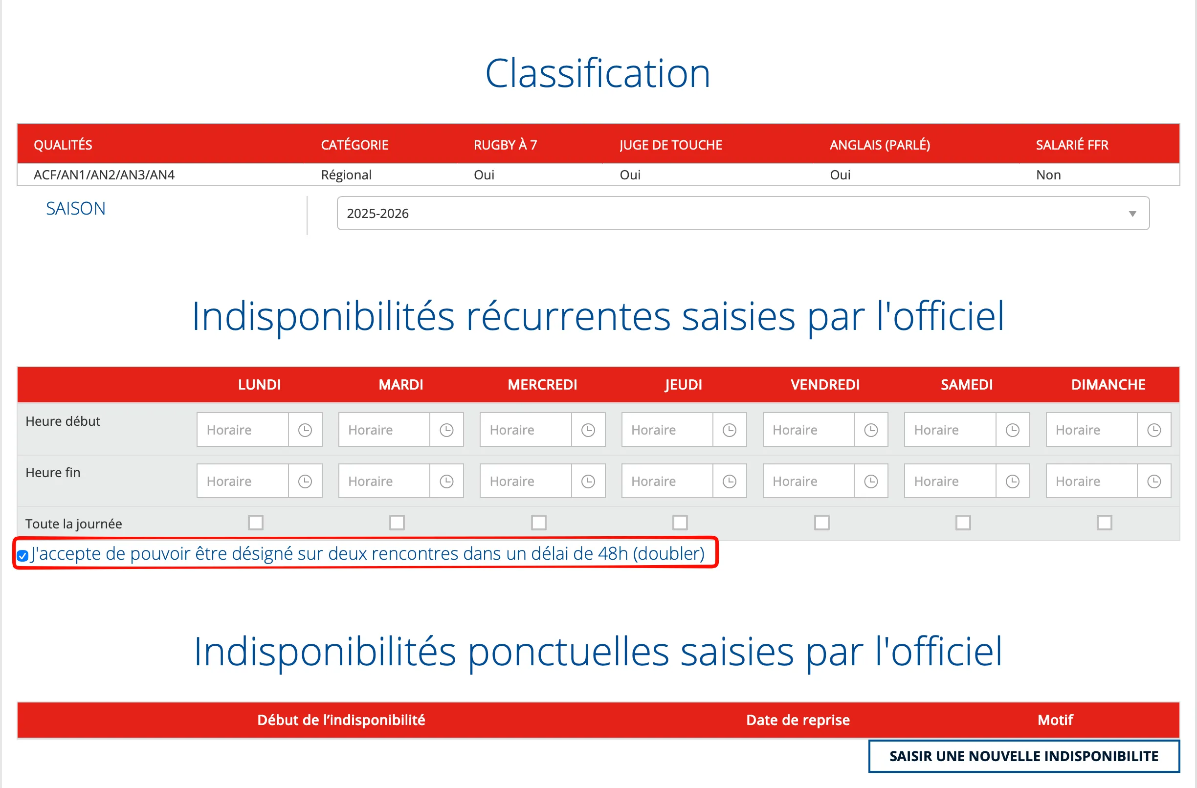 Option permettant deux désignations en 48 h