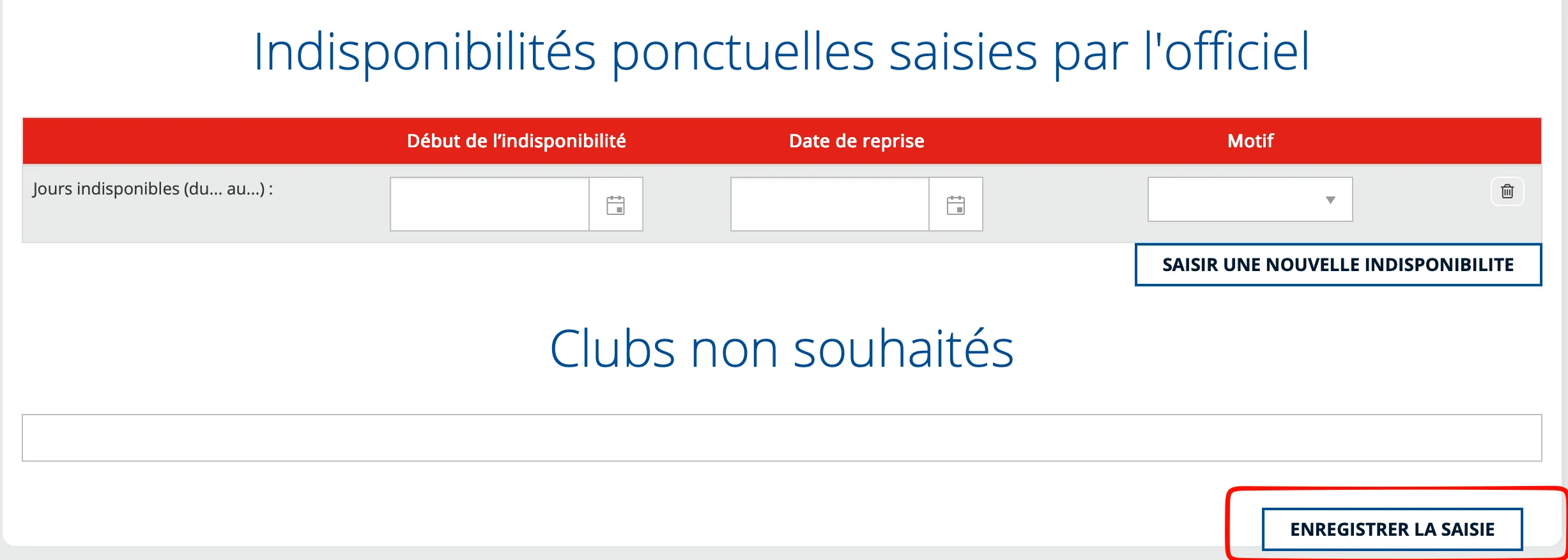 Enregistrement des modifications
